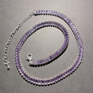 Purple crystal choker necklace